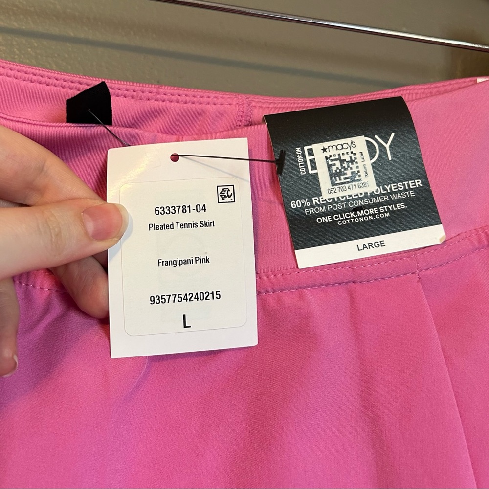 NWT Cotton On Body Sz Large Recycled Polyester Pink Pleated Mini Tennis Skirt! - Picture 2 of 10